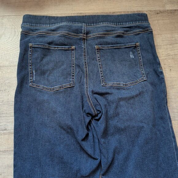 Spanx Distressed Ankle Skinny Jeans Raw Hem Medium Wash Size L - Picture 7 of 7